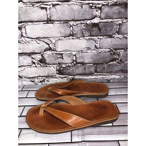 Klimatsakis Brown Leather Casual Flip Flops Greek Thong Sandals Women Sz 41EU - Picture 11 of 16